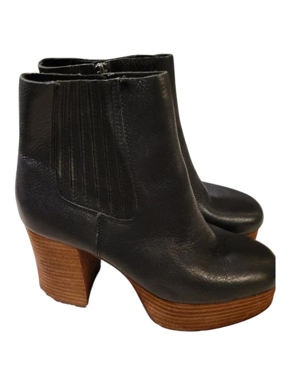 Korke -Ease Baylie Black Leather Platform Ankle Boots Size 7.5
